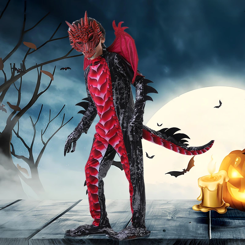 ハロウィン パレード キッズ ドラゴン コスチューム 取り外し可能な羽付き