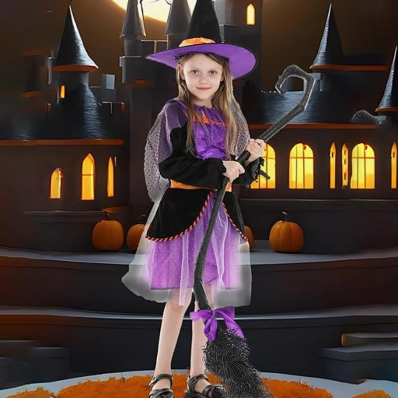 ハロウィン パレード キッズ 魔女 コスチューム キラキラマント付き