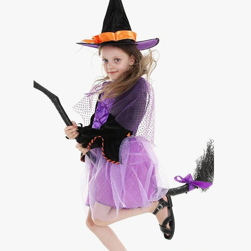 スクールハロウィンパーティー魔女コスチュームとんがり帽子付き